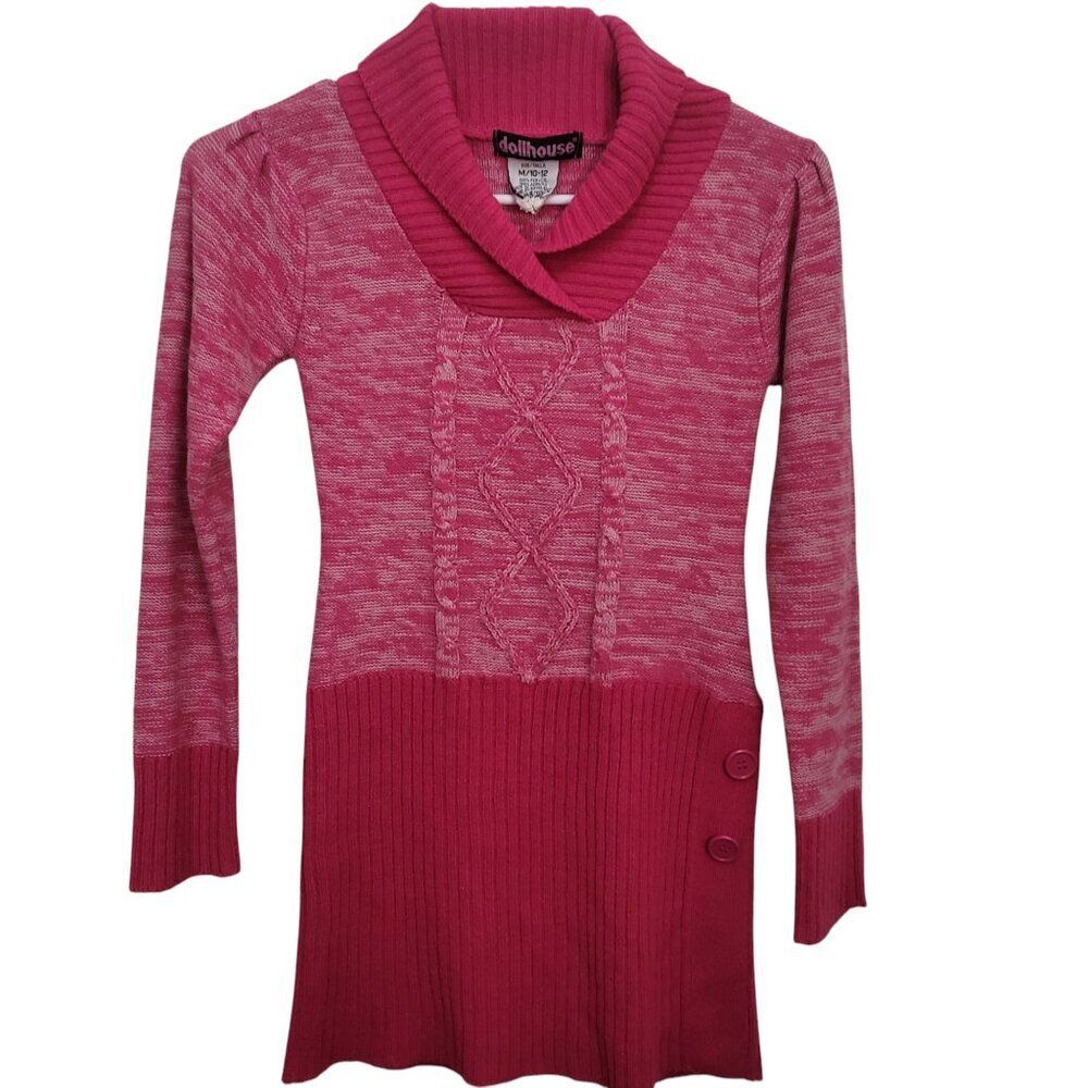 Dollhouse Girls Pink and White long-sleeved Knit dress
